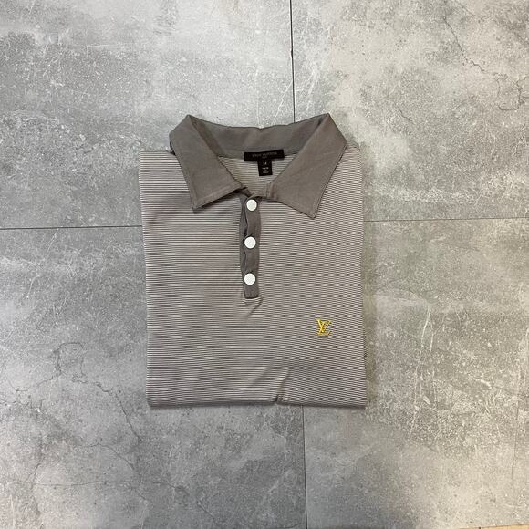 Louis Vuitton Polo Shirt Grey Striped (Men’s Medium) 100% authentic - Picture 1 of 6